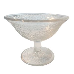 Vintage L.E. Smith By Cracky Crackle Clear Glass Sherbet Dish